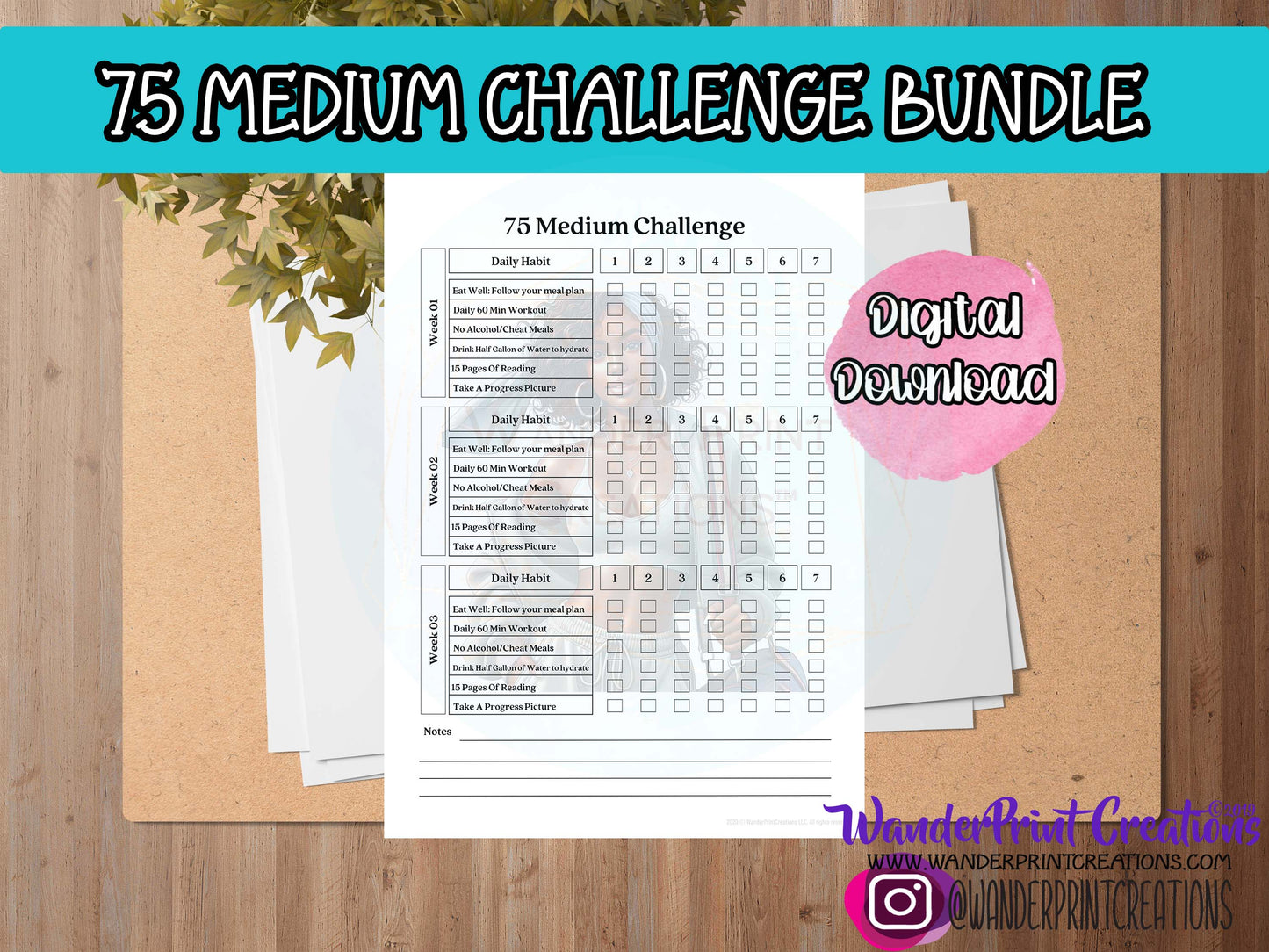 75 MEDIUM CHALLENGE BUNDLE | PRINTABLE