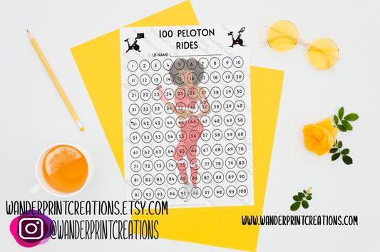 100 Peloton Rides Tracker | Peloton Hundred Workout Tracker | Spin Bike | Hundred Rides | Century Club | Workout Tracker | Fitness Tracker
