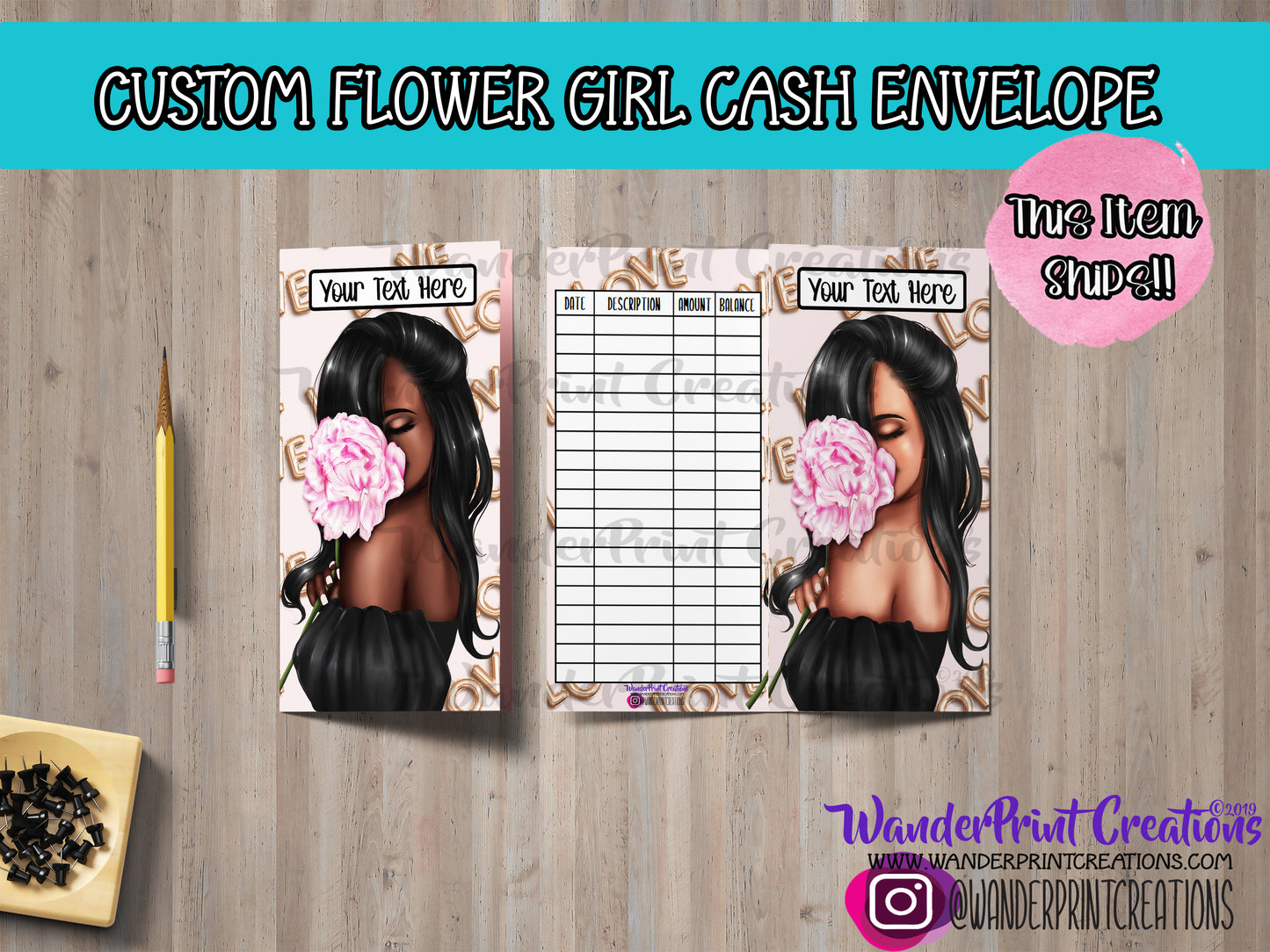 CUSTOM FLOWER GIRL Cash Envelope