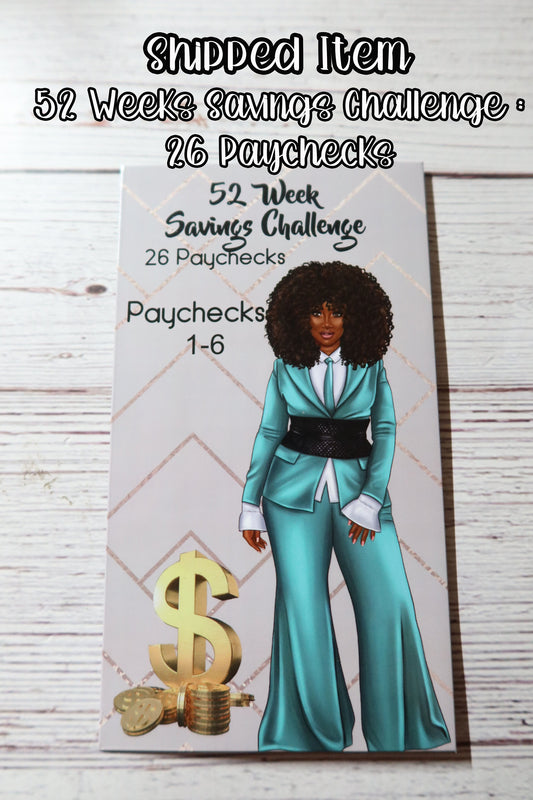 52 Week Savings Challenge Cash Envelopes set (5)  26 PAYCHECKS