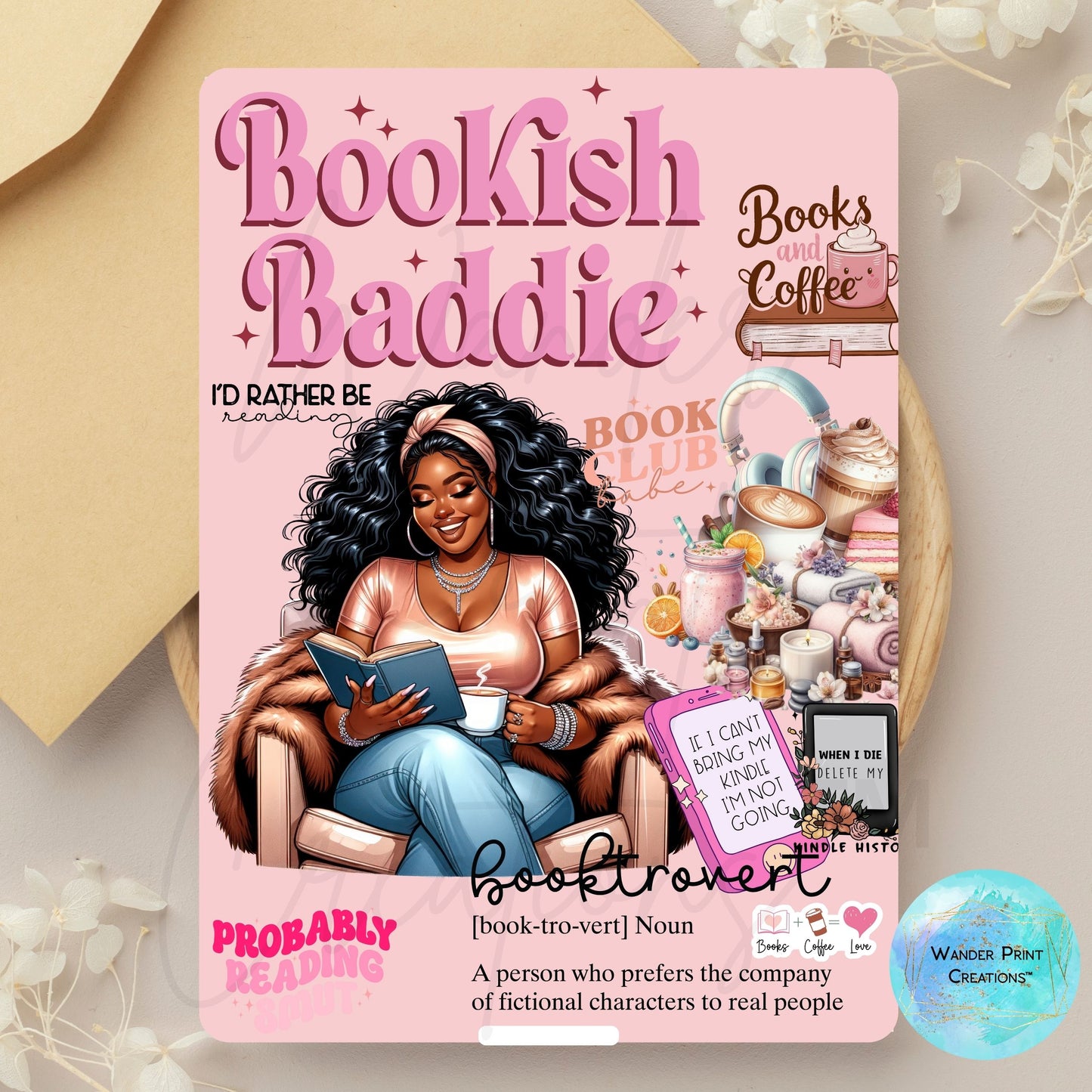 Kindle Insert for Clear Case | Kindle Skin Printable | Kindle Paperwhite Case | Bookish Baddie | Stickers | E-Reader Template | Kindle Decor