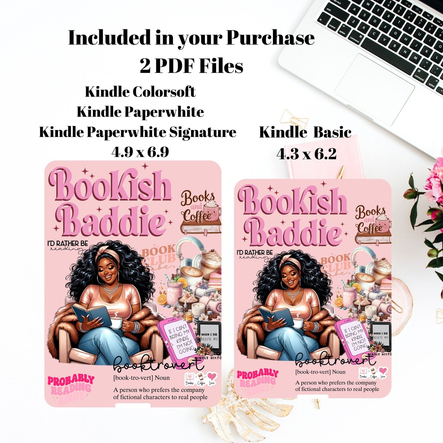 Kindle Insert for Clear Case | Kindle Skin Printable | Kindle Paperwhite Case | Bookish Baddie | Stickers | E-Reader Template | Kindle Decor
