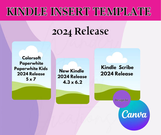 Kindle Insert Template | 2024 Kindle Models | Kindle Clear Case Insert | Printable Canva Template | Kindle Insert | Kindle Colorsoft