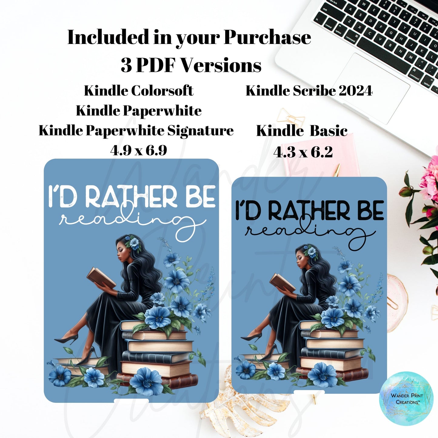 Kindle Insert for Clear Case | Kindle Skin Printable | Kindle Paperwhite Case | Blue Dream Reads| Stickers | E-Reader Template | Kindle Decor