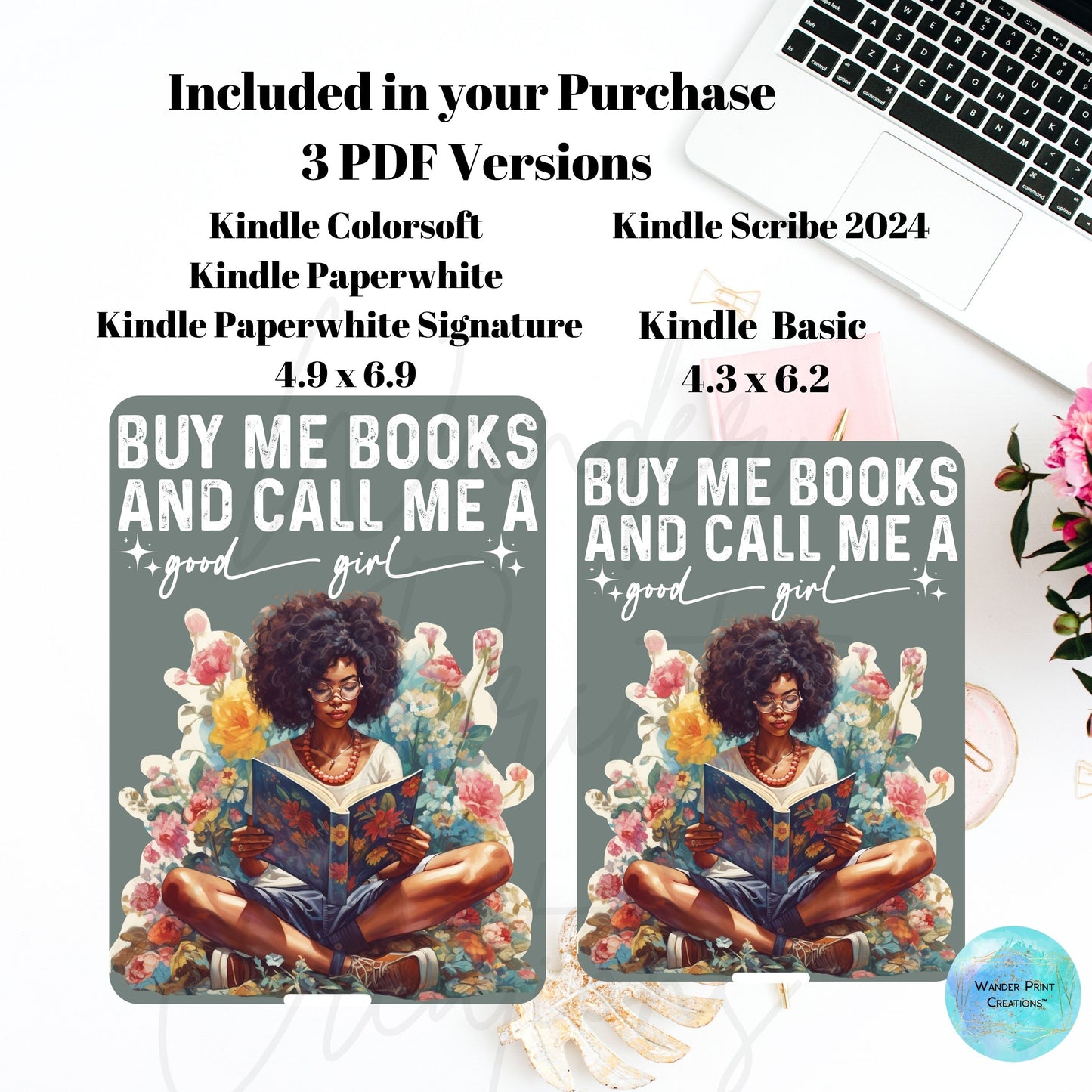 Kindle Insert for Clear Case | Kindle Skin Printable | Kindle Paperwhite Case | GOOD GIRL | Stickers | E-Reader Template | Kindle Decor