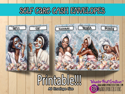 A6 Editable Cash Envelope for Budget Binders in SELF CARE: Set of 6