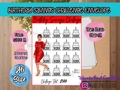 $300 BIRTHDAY SAVINGS CHALLENGE ENVELOPE