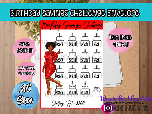 $300 BIRTHDAY SAVINGS CHALLENGE ENVELOPE