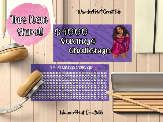 $4000 Savings Challenge Envelope A6 sized Envelope & Savings Tracker