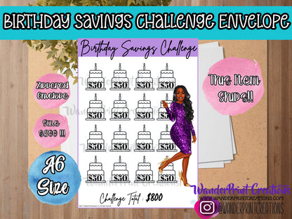 $800 BIRTHDAY SAVINGS CHALLENGE ENVELOPE