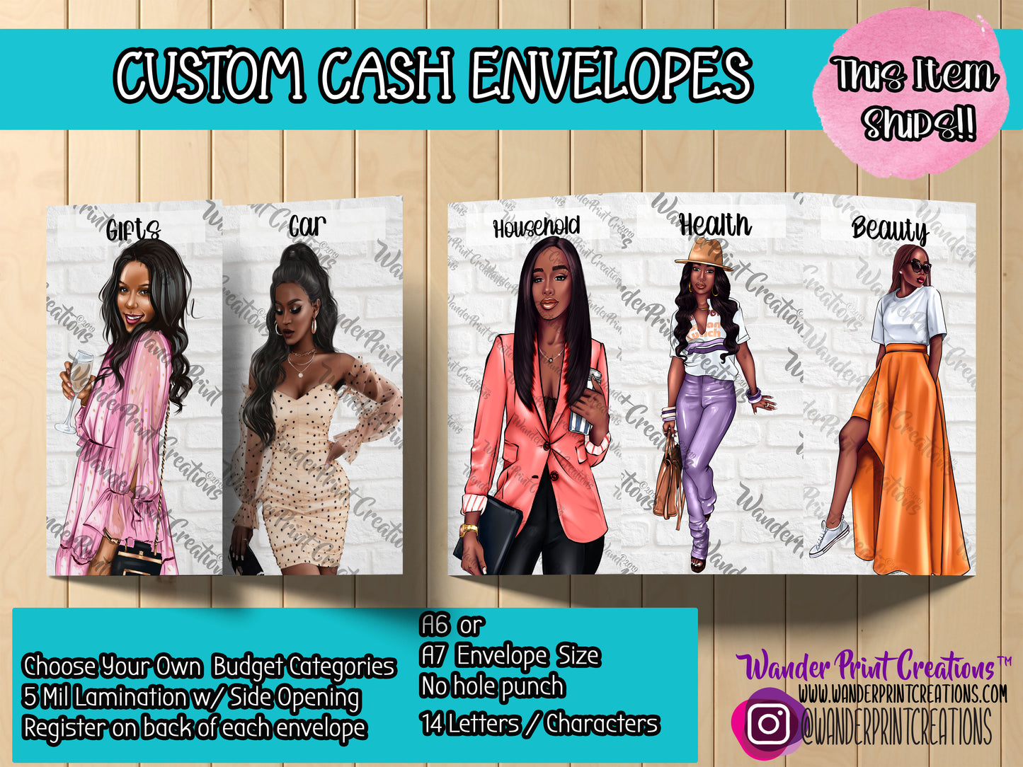 EVERYDAY GIRL Custom Cash Envelopes  with Money Affirmations