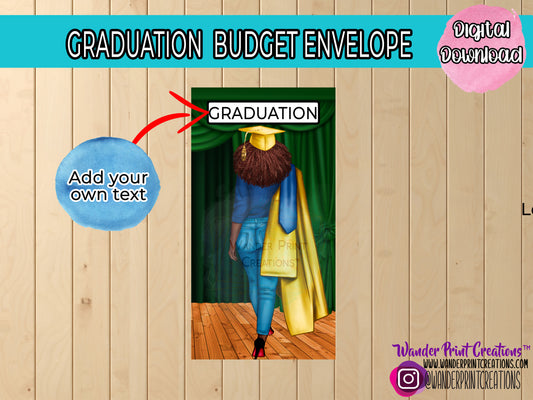 GRADUATION | PRINTABLE Cash Envelope | Blue and Gold