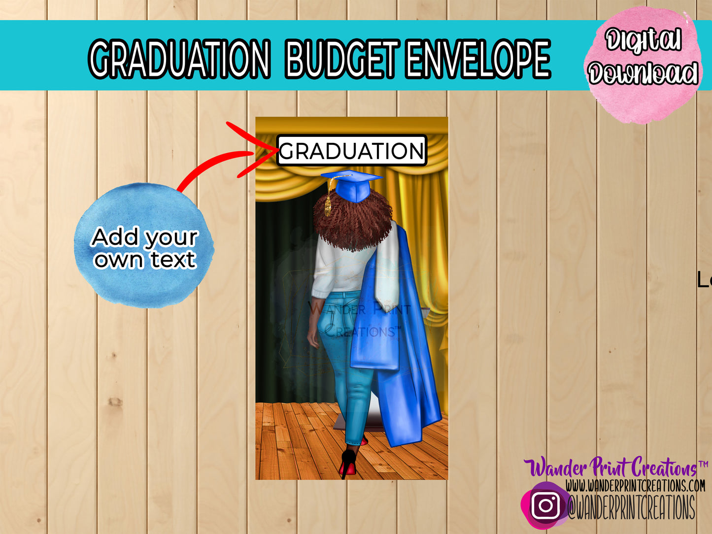 GRADUATION | PRINTABLE Cash Envelope | Blue and White
