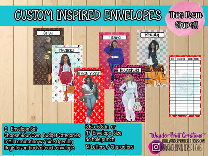 INSPIRED SERIES: Set of 6 -Budget Envelopes | Custom Cash Envelope for Budget Binders