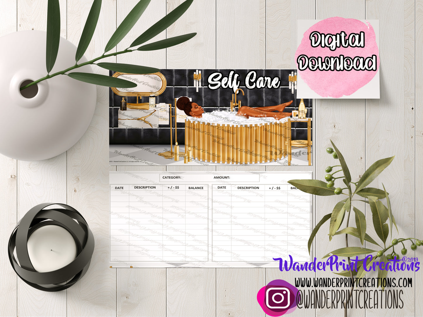 SELF CARE PRINTABLE CASH ENVELOPE