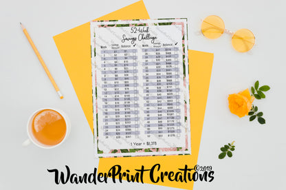 52 WEEK SAVINGS CHALLENGE Tracker Printable