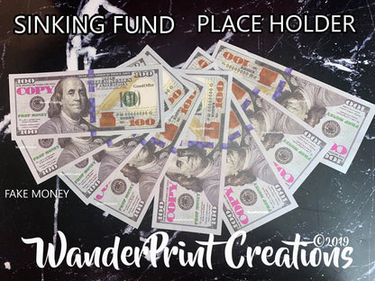 SINKING FUND PLACEHOLDER  100 Dollar  Money Slips Set of 10