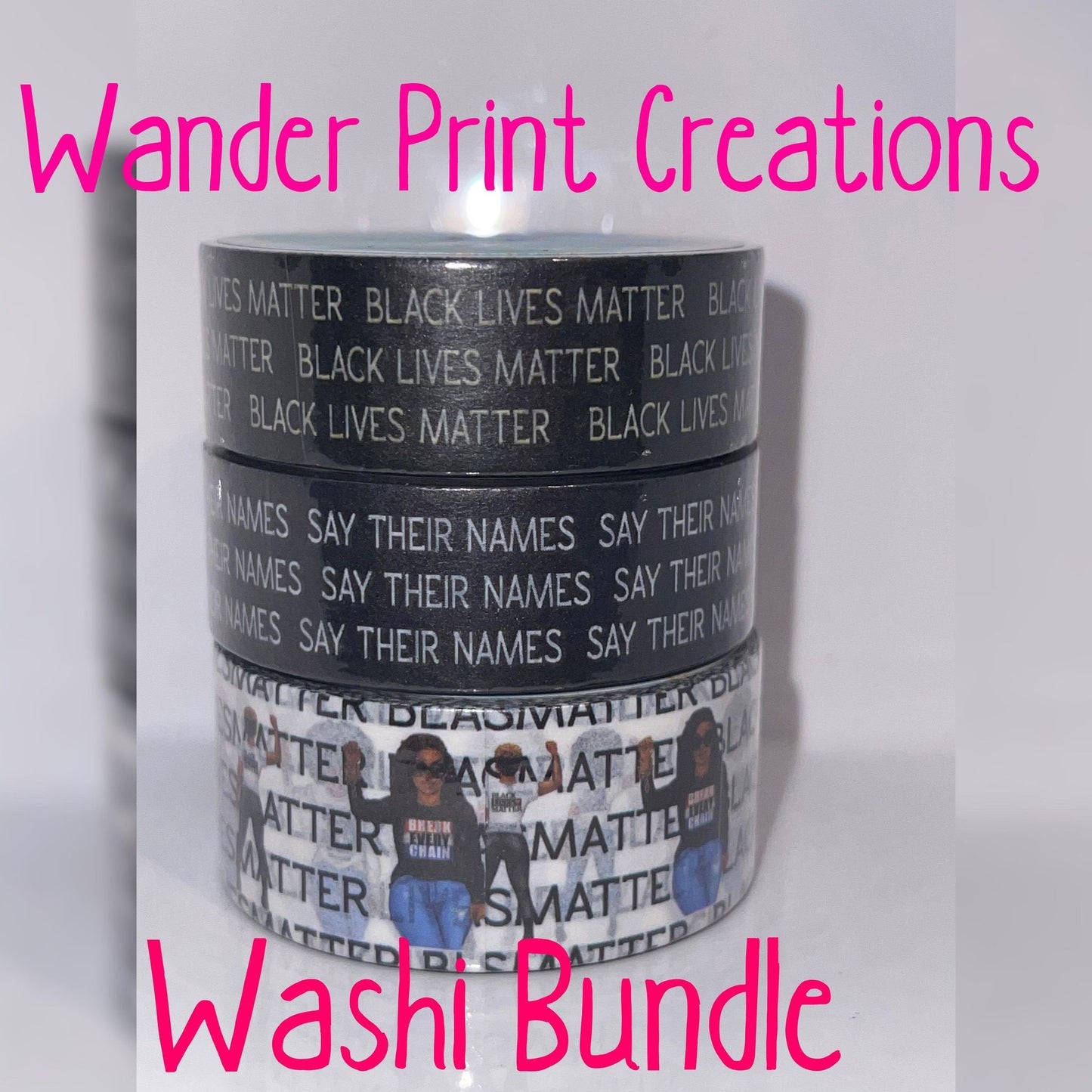 BLACK LIVES MATTER Juneteenth 20mm , 15mm, 15mm Washi Tape Craft Tape Bundle