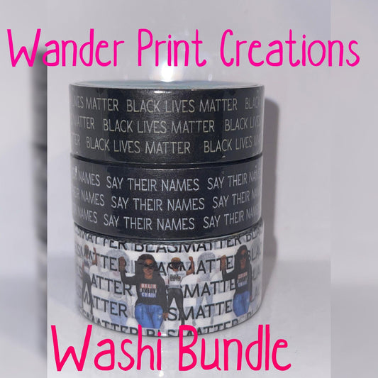 BLACK LIVES MATTER Juneteenth 20mm , 15mm, 15mm Washi Tape Craft Tape Bundle